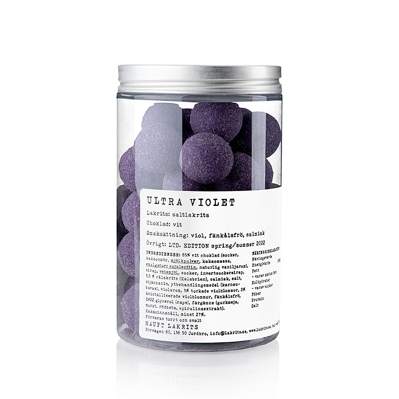 Haupt Lakritz ULTRA VIOLET, saltlakrids & violer, Sverige, 250 g