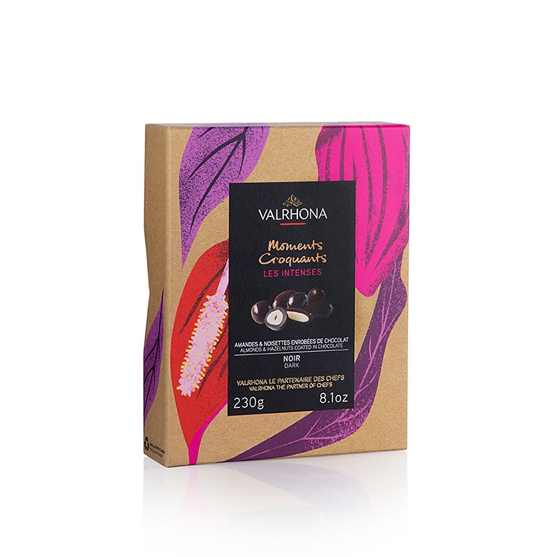 Valrhona Equinoxe kugle, mandler & hasselnødder i mørk chokolade (33899), 230 g