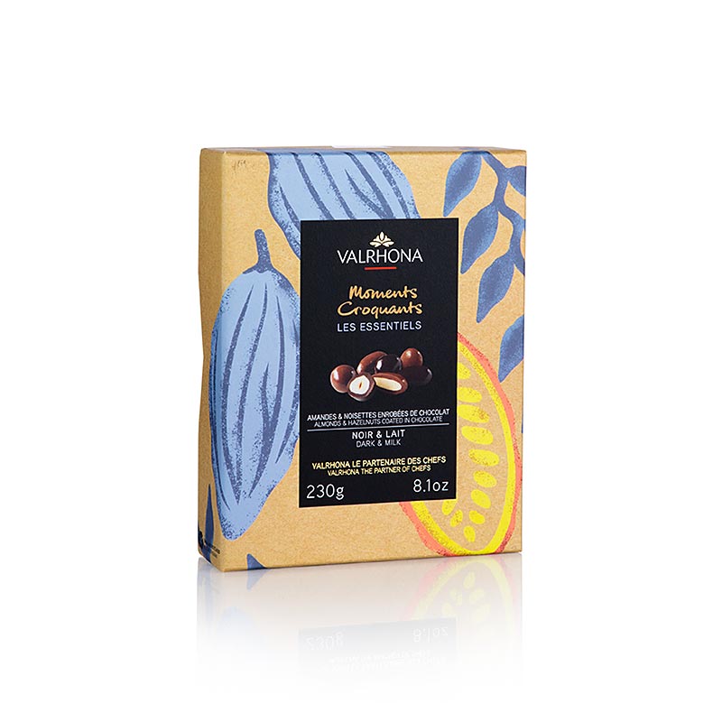 Valrhona Equinoxe kugler, mandler og hasselnødder i mørk og mælkechokolade, 230 g