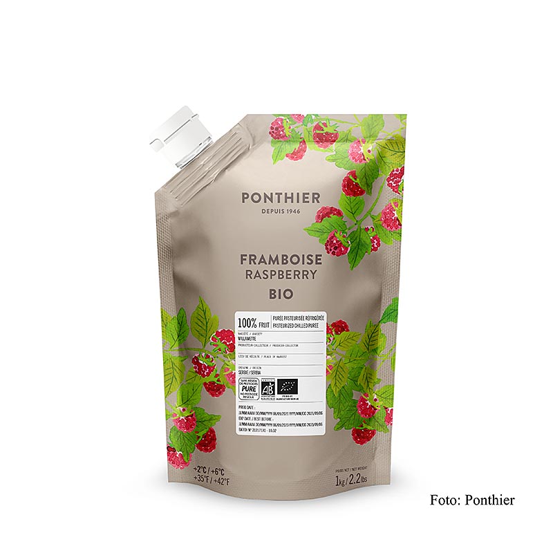 Ponthier hindbærpuré, 100 %, økologisk, 1 kg