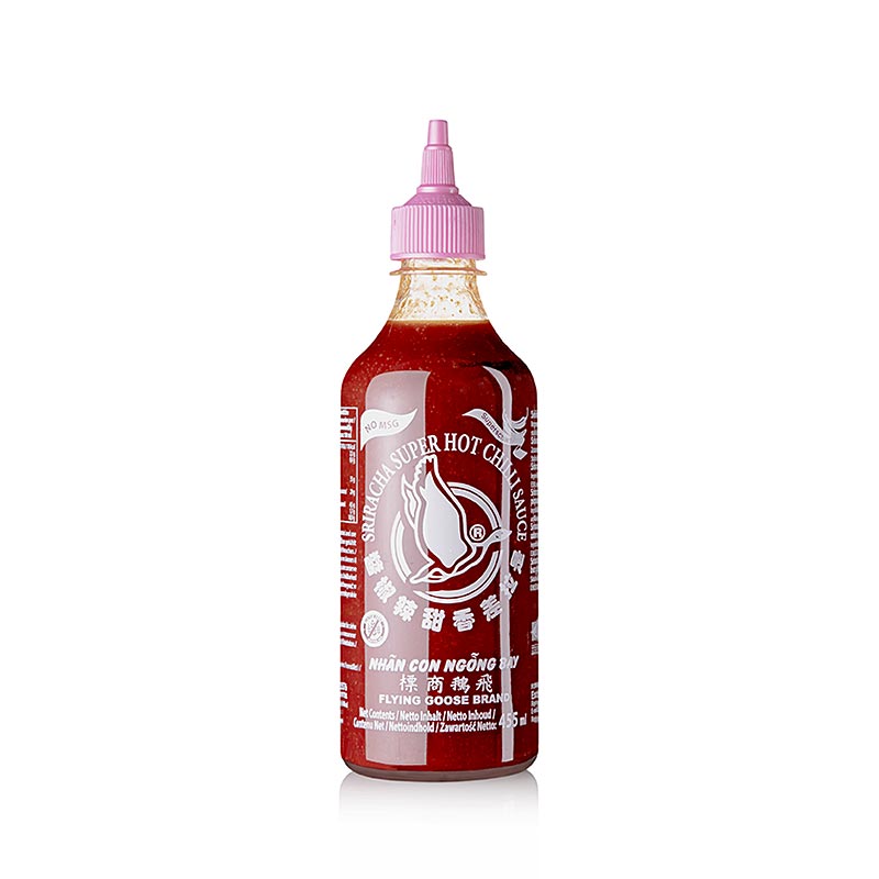 Chilisauce – Sriracha uden MSG, meget stærk, squeezeflaske, Flying Goose, 455 ml