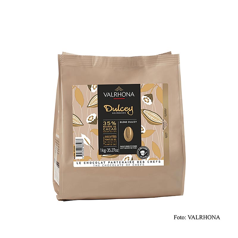 Valrhona Dulcey, lys chokolade 35 %, callets (31834), 1 kg