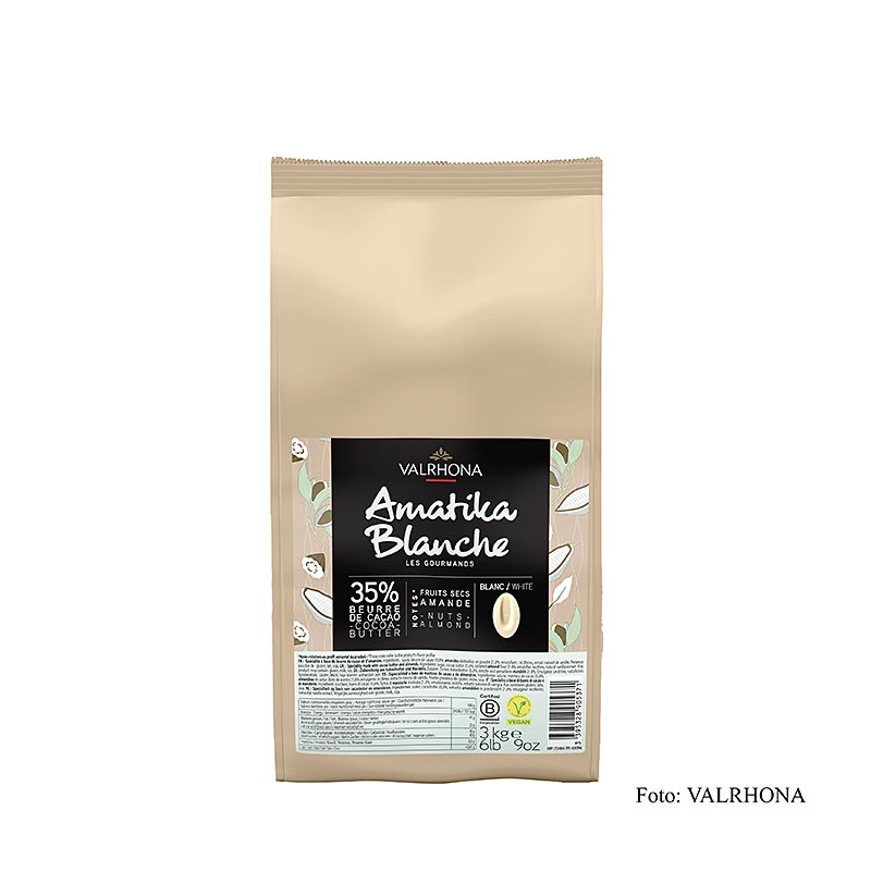 Valrhona AMATIKA, VEGANSK hvid chokolade, 35 % kakao, Callets (43096), 3 kg