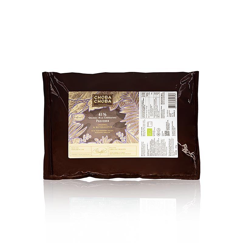 Pasiona, 41 % mælkecouverture, callets, Choba Choba, økologisk, 2 kg