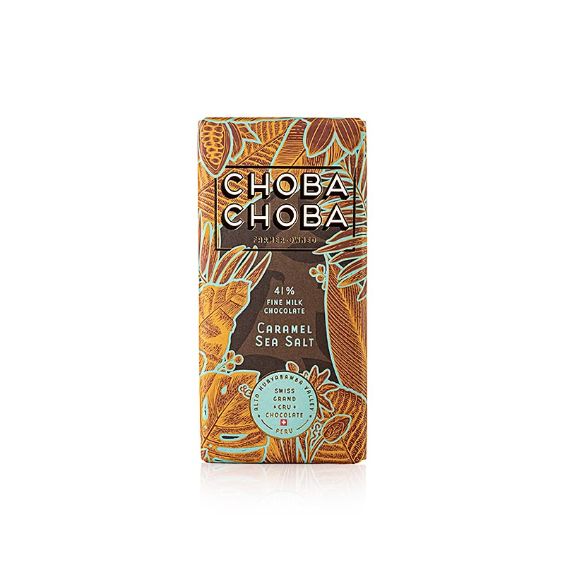 Fin mælkechokolade 41 % karamel S, mælkechokoladetablet, Choba Choba, økologisk, 91 g