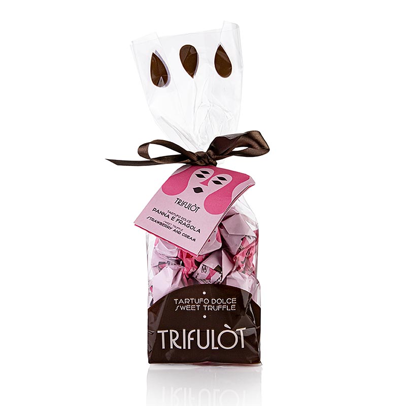 Tartuflanghe Mini-trøffelpraliner "trifulòt", jordbær & fløde, ca. 7 g 180 g
