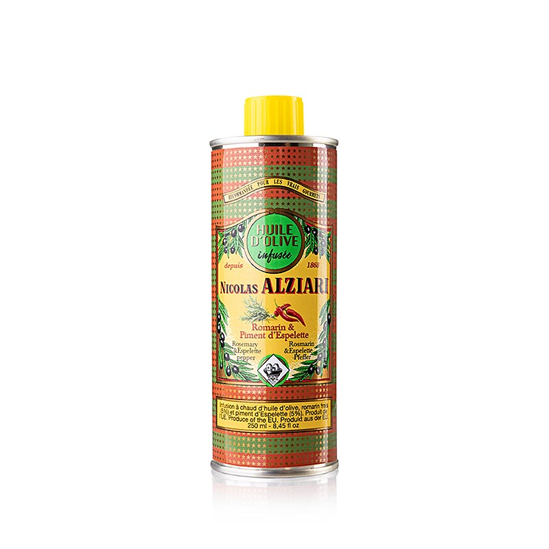 Ekstra jomfruolivenolie Alziari Prestige, med rosmarin og Piment d'Espelette, 200 ml