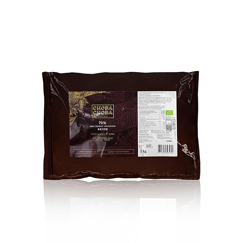 Nativo, 70 % mørk chokolade, callets, Choba Choba, økologisk, 2 kg