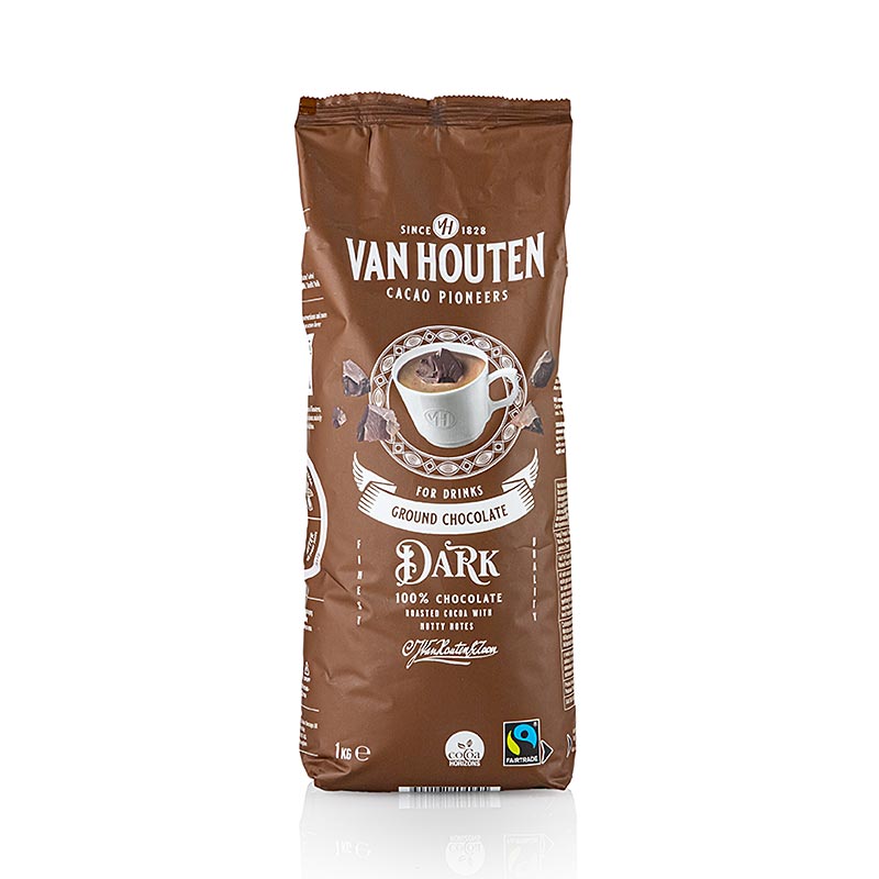 Van Houten Ground Dark Chocolate, drikkekakaopulver, 1 kg