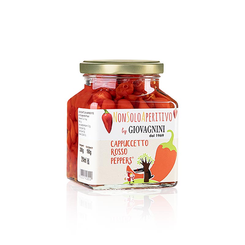 Peperoni-dråber "Pepper Rosso", røde, Giovagnini Cappuccetto, 290 g