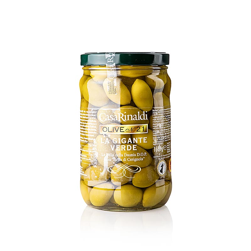 Grønne oliven "Bella della Daunia" g.U., med sten, Casa Rinaldi, 1,66 kg