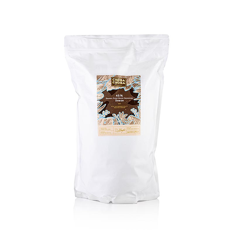 Doriza, vegansk couverture, 45 % kakao, med havre, callets, Choba Choba, økologi, 3 kg