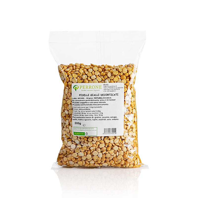 Gule ærter, halverede, tørrede, Perrone, 500 g