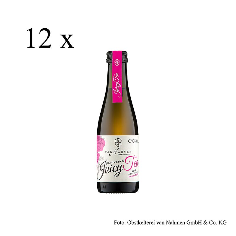 van Nahmen - Sparkling Juicy Tea - Rose - Darjeeling-te - Rabarber, økologisk, 2,4 l, 12 x 200ml