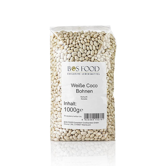 Coco-bønner, hvide og meget små, tørrede, 1 kg