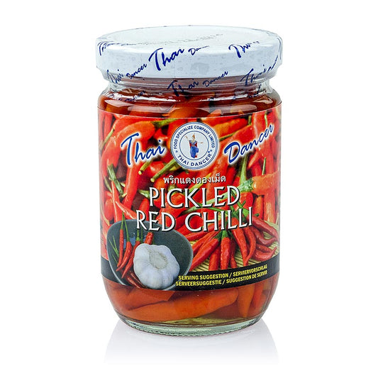 Chilipebre, røde, små, syltede, 200 g