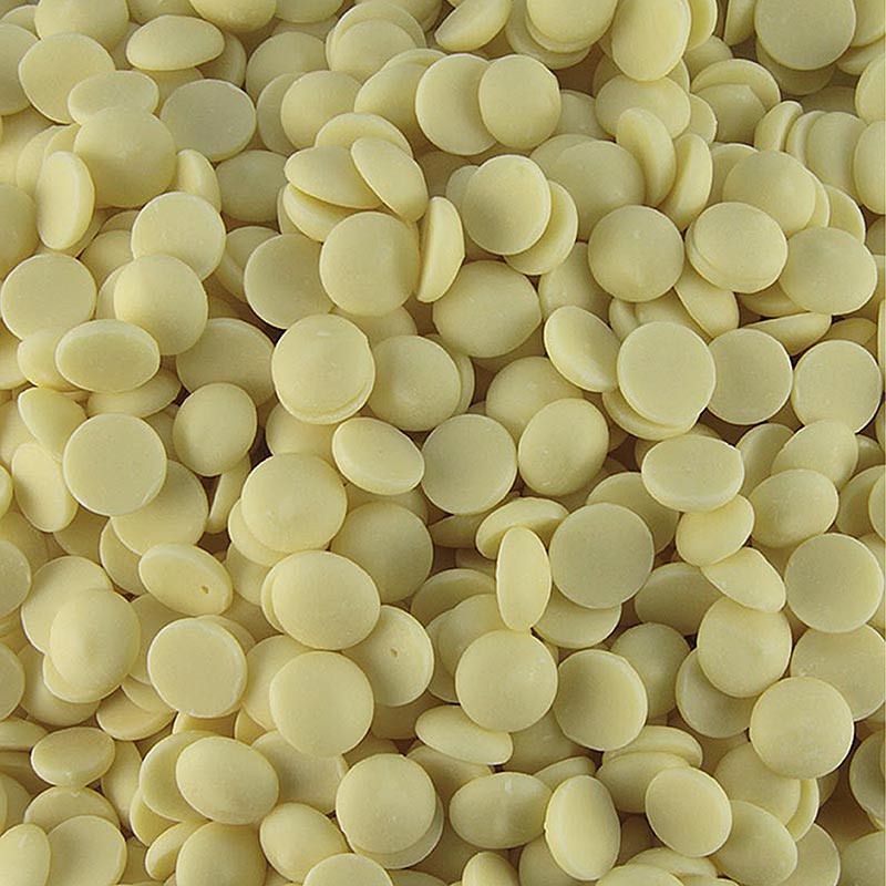Hvid chokolade, callets, 28 % kakaosmør, 22 % mælk, 2,5 kg