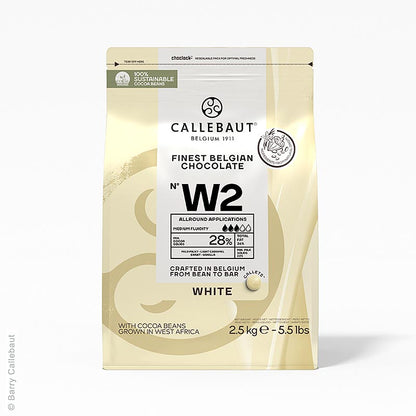 Hvid chokolade, callets, 28 % kakaosmør, 22 % mælk, 2,5 kg