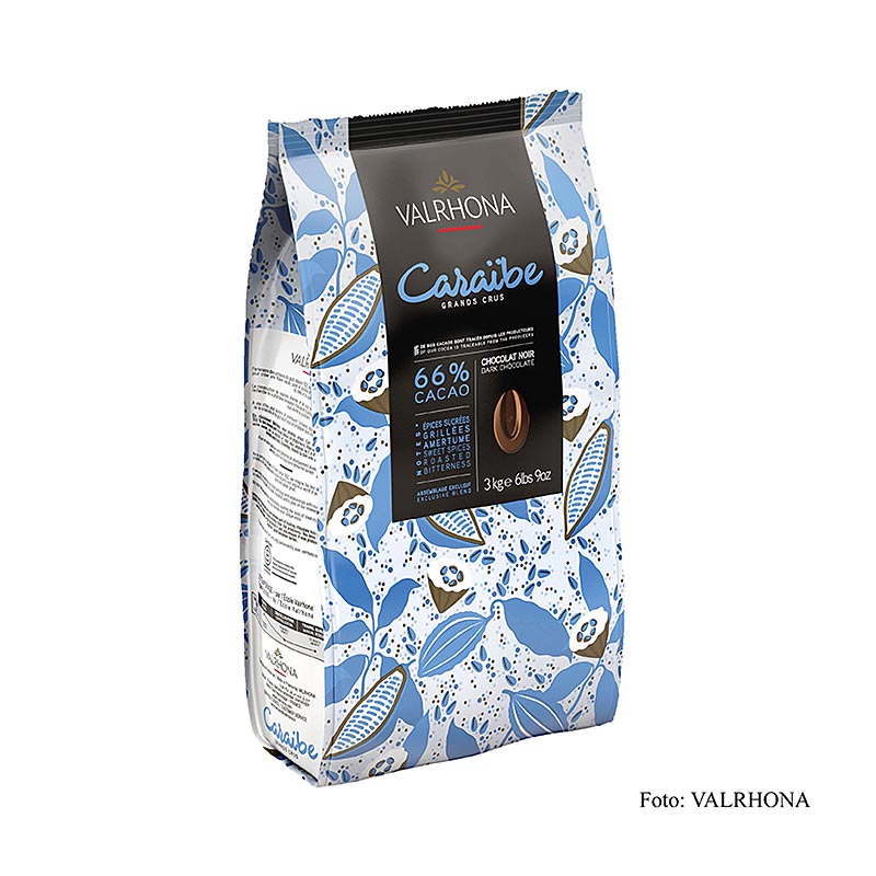 Valrhona Pur Caraibe "Grand Cru", mørk couverture, callets, 66 % kakao, 3 kg