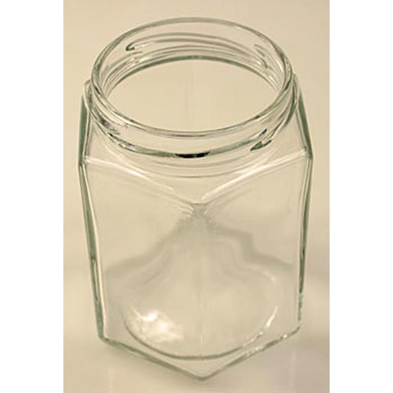Glas, sekskantet, 287 ml, ø 63 mm munding, uden låg, 1 stk
