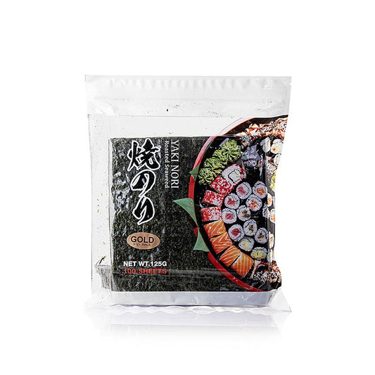 Yakinori halv størrelse, tørrede tangblade, ristede, guld, 125 g, 100 blade