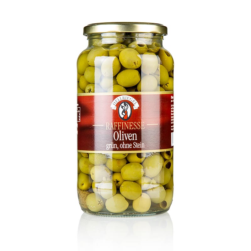 Grønne oliven, uden sten, i lage, 935 g