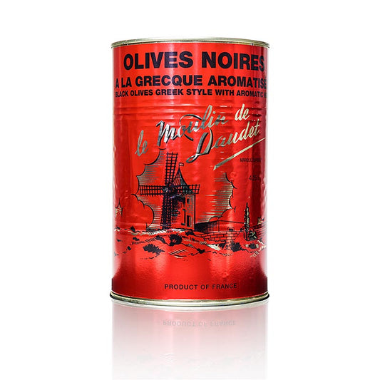 Sorte oliven, med sten, med provencalske urter, i solsikkeolie, 3 kg