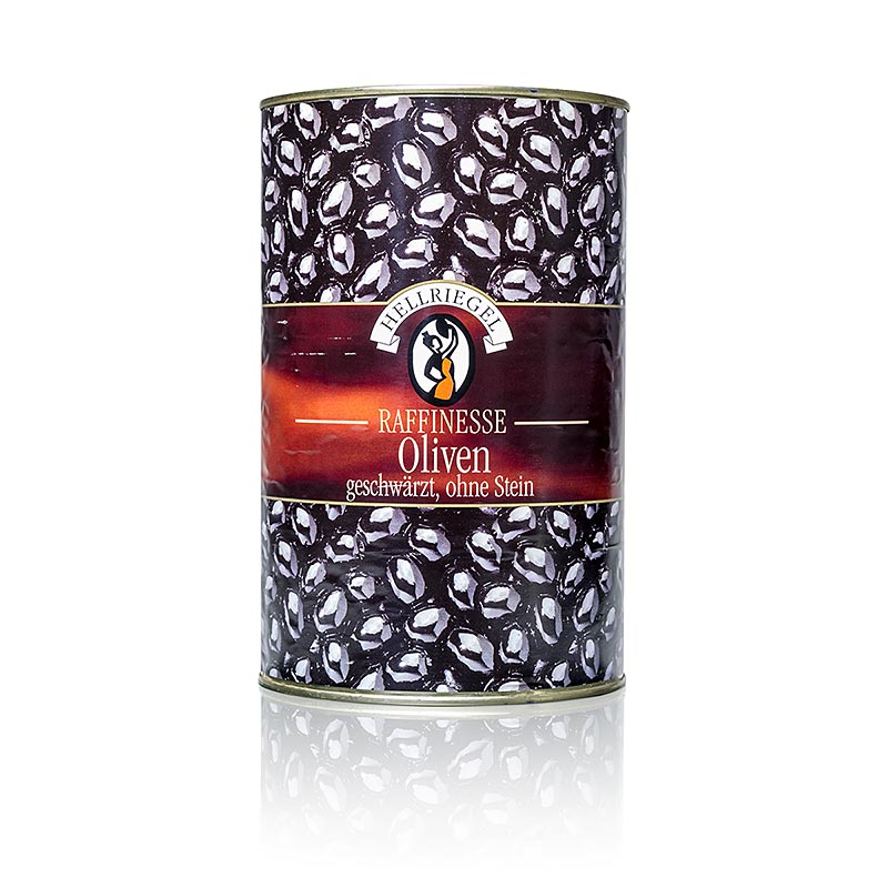 Sorte oliven, uden sten, sortfarvede, i lage, 4,3 kg