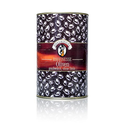 Sorte oliven, uden sten, sortfarvede, i lage, 4,3 kg