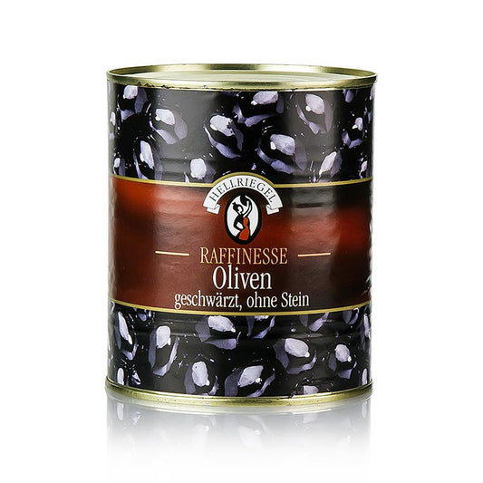 Sorte oliven, uden sten, sortfarvede, i lage, 850 g