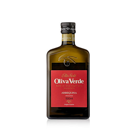 Ekstra jomfruolivenolie, Oliva Verde, Arbequina, rød etiket, 500 ml