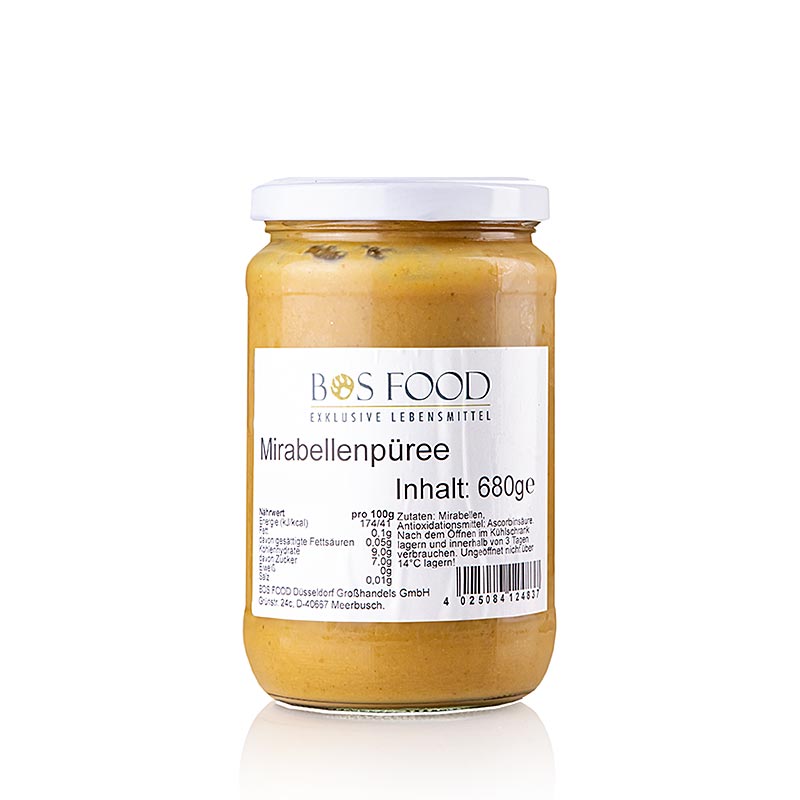 Puré/kerner – mirabelle, fint siet, 680 g