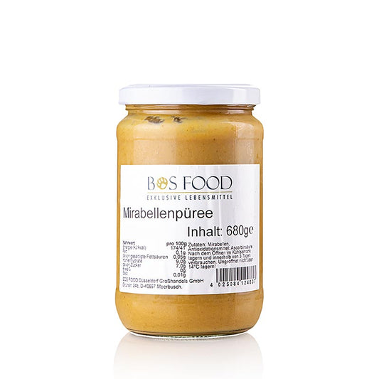 Puré/kerner – mirabelle, fint siet, 680 g