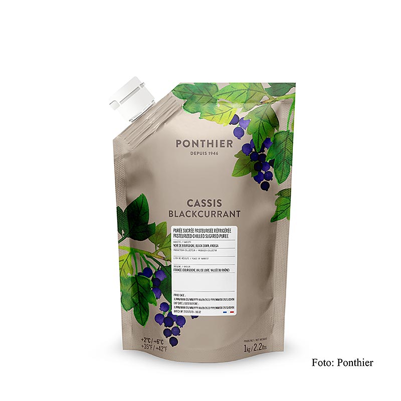 Puré – Cassis, med sukker, 1 kg