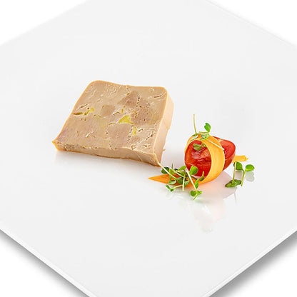 Andeleverblok, med stykker, trapezformet, halvkonserveret, foie gras, Rougié, 180 g