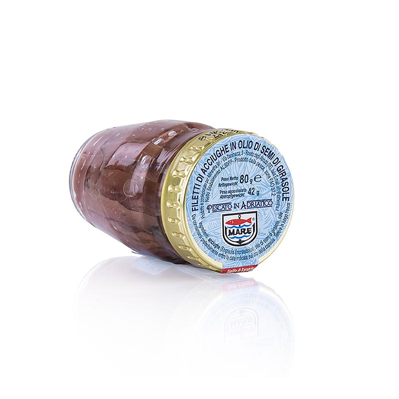 Ansjosfileter, røde, i solsikkeolie, 80 g
