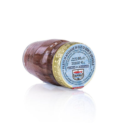 Ansjosfileter, røde, i solsikkeolie, 80 g