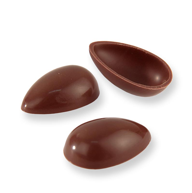 Pralineæg-halvskaller, mælkechokolade, små, 40x26 mm, Läderach (påske), 588 stk