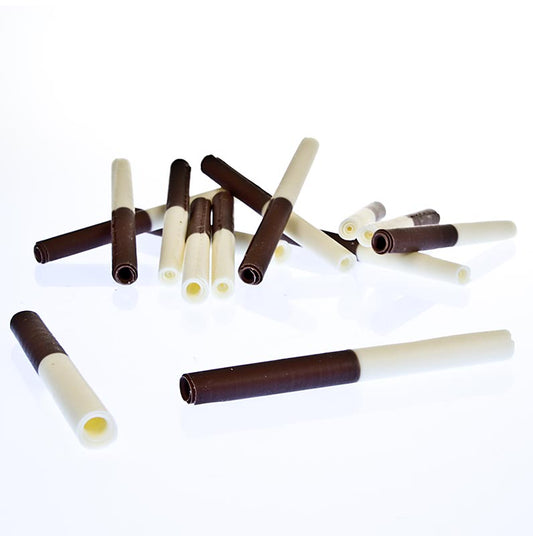 Chokoladecigaretter – "Duo Gaughin", mælkechokolade/hvid chokolade, 8,5 cm lange