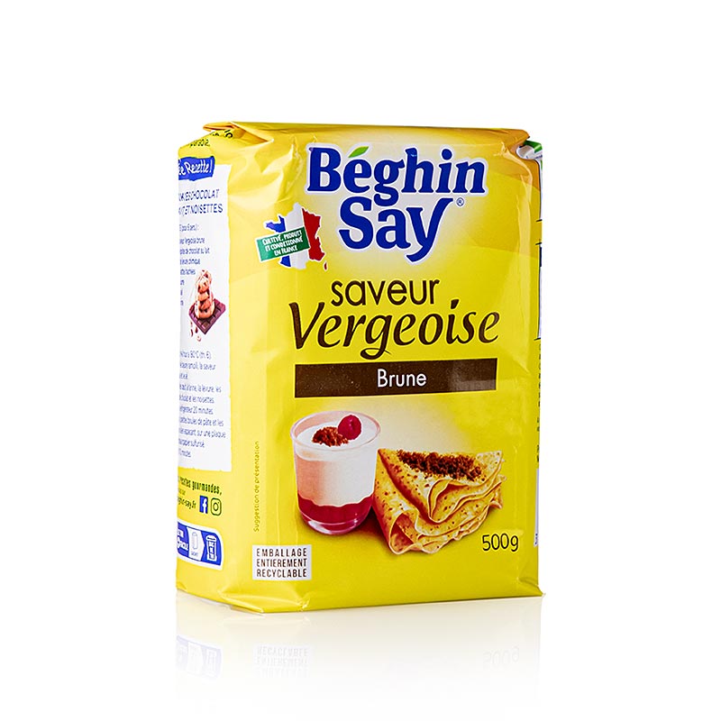 Vergeoise-sukker, brunt, med karamellsmag, 500 g
