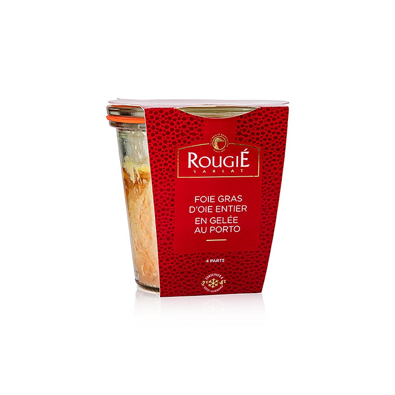 Gåselever - hel, i portvinsgelé, 100 % foie gras, halvkonserveret, Rougié, 180 g