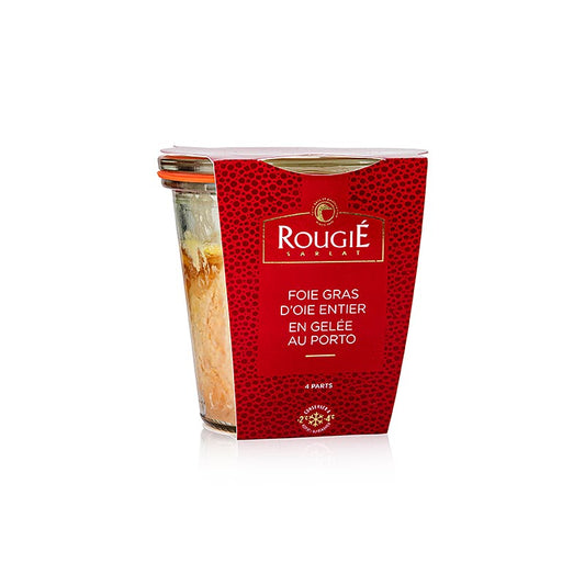 Gåselever - hel, i portvinsgelé, 100 % foie gras, halvkonserveret, Rougié, 180 g