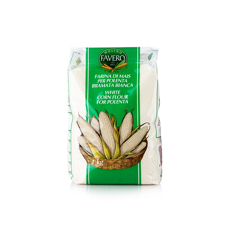 Polenta - Bramata Bianca, majsgryn, hvid og grov, Favero, 1 kg