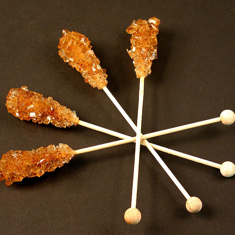 Kandissticks, brune, sukkerkrystaller på pind, 1 kg, 100 stk