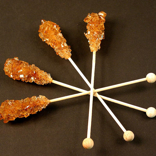 Kandissticks, brune, sukkerkrystaller på pind, 1 kg, 100 stk