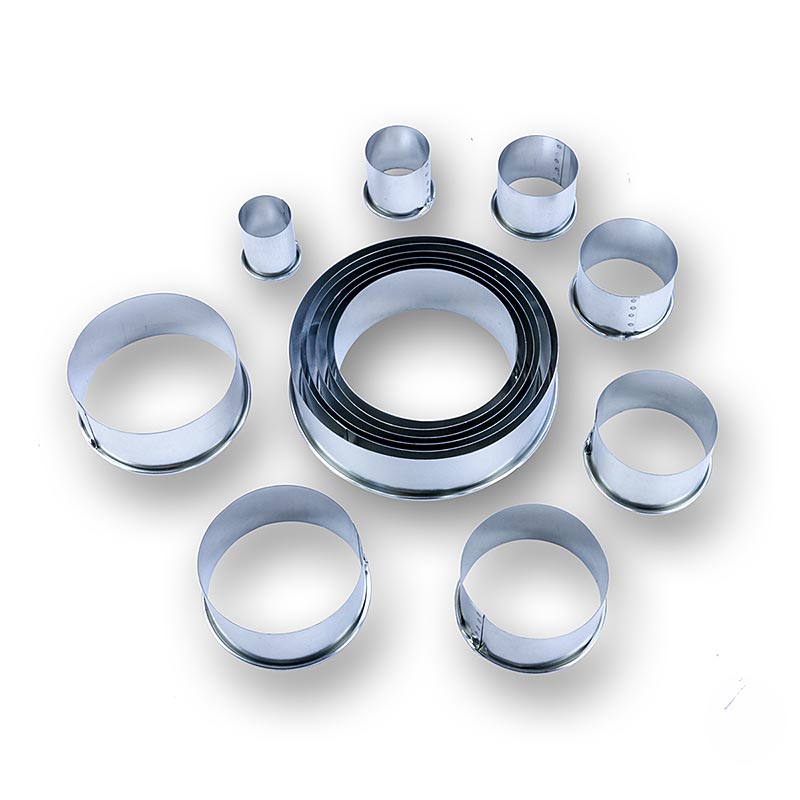 Sæt med udstikkere, runde, glatte, ø 2,2–12 cm, 3 cm høje, 14 stk.