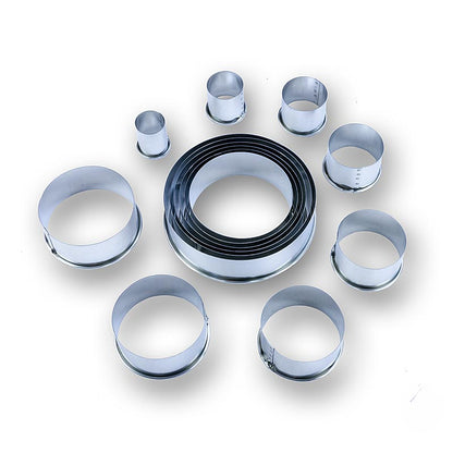 Sæt med udstikkere, runde, glatte, ø 2,2–12 cm, 3 cm høje, 14 stk.