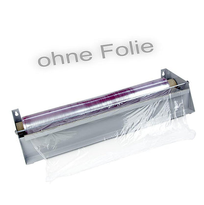Foliedispenser, afruller med afrivningskant i metal, til ruller op til 45 cm i b