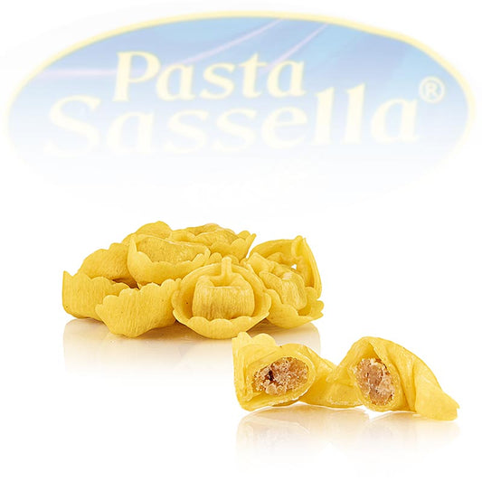 Friske tortellini med kødfyld (okse- og svinekød), Sassella, 500 g