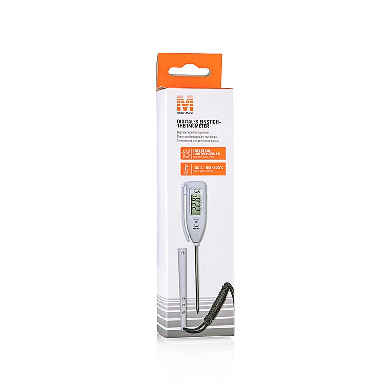 Digitalt termometer, med stiksonde, -50 °C til +300 °C, 1 stk